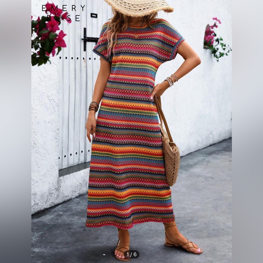 Colorful Striped Knit Dress